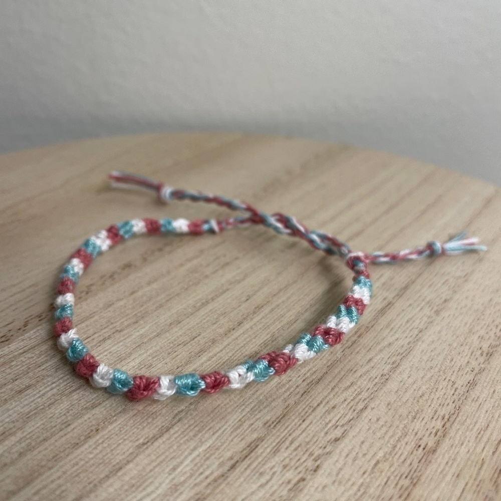 Pink‎ Mint White Woven Bracelet